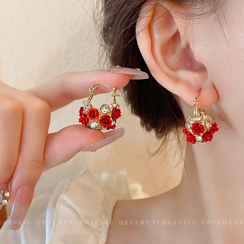 Aretes de Rosas Moradas