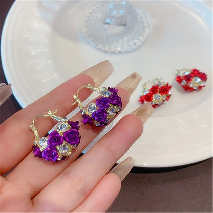 Aretes de Rosas Moradas