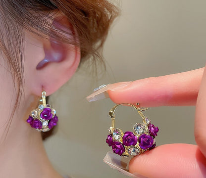 Aretes de Rosas Moradas